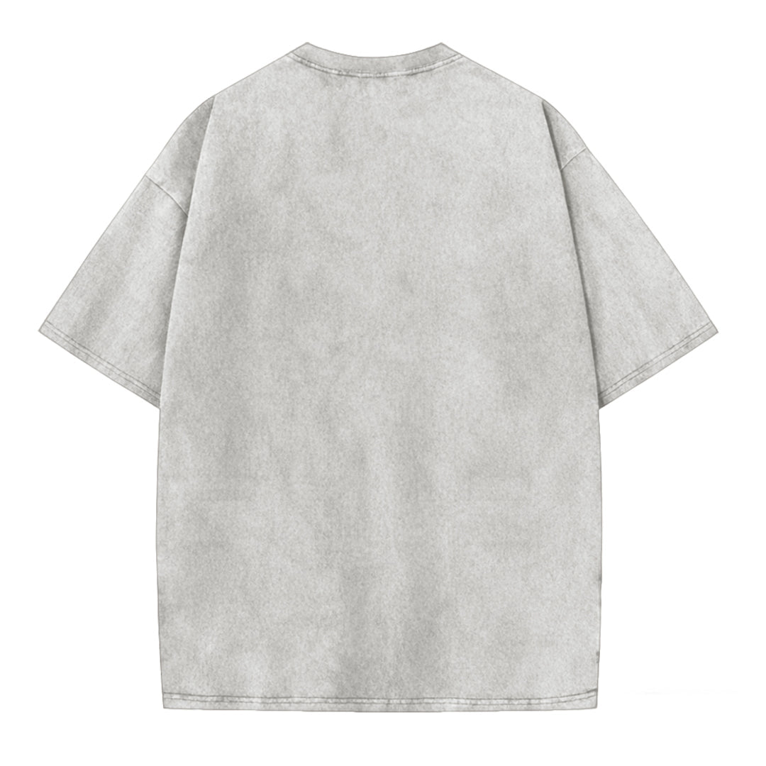 Vintage Abstract Cat Art Print Washed T-Shirt