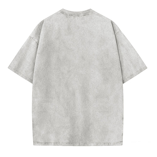 Vintage Abstract Cat Art Print Washed T-Shirt